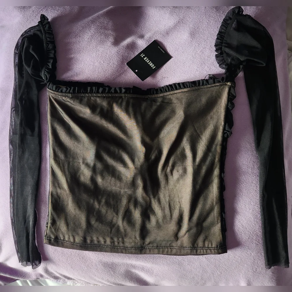 Forever 21 Mesh Black and Nude Corset Style Top Size M NWT - Picture 2 of 10